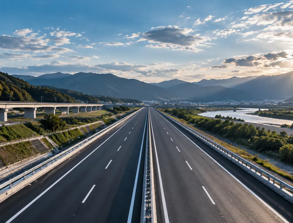 山あいを通る高速道路
